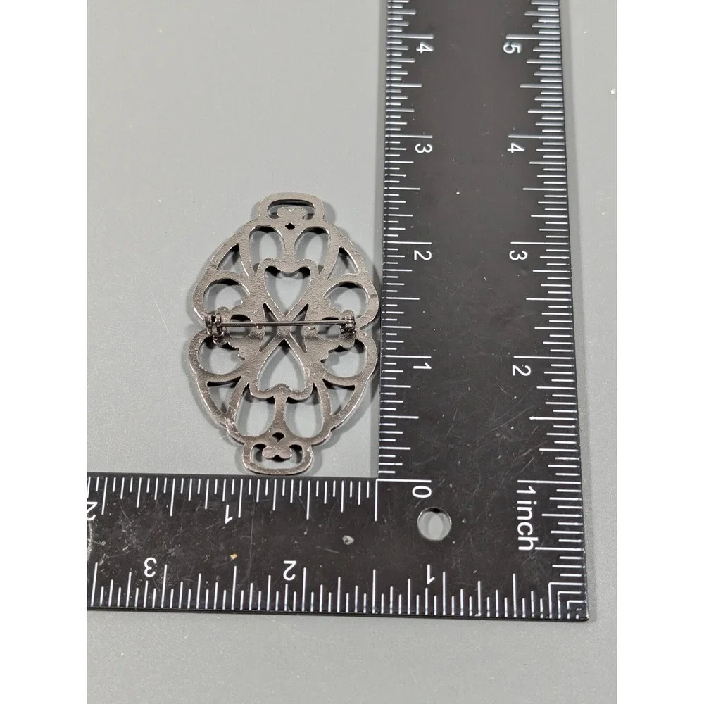 Western Copper Tone Retro Open Metal Work Scroll Oval Pin Brooch‎